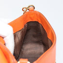 Salvatore Ferragamo Gancini Chain Shoulder Bag Leather Orange Gold Auth 185560-22