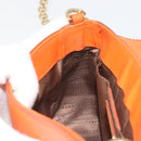 Salvatore Ferragamo Gancini Chain Shoulder Bag Leather Orange Gold Auth 185560-23