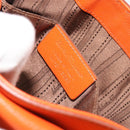 Salvatore Ferragamo Gancini Chain Shoulder Bag Leather Orange Gold Auth 185560-12