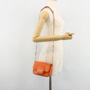 Salvatore Ferragamo Gancini Chain Shoulder Bag Leather Orange Gold Auth 185560-25