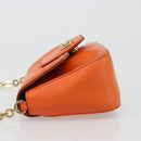 Salvatore Ferragamo Gancini Chain Shoulder Bag Leather Orange Gold Auth 185560-4