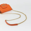 Salvatore Ferragamo Gancini Chain Shoulder Bag Leather Orange Gold Auth 185560-7