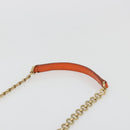 Salvatore Ferragamo Gancini Chain Shoulder Bag Leather Orange Gold Auth 185560-14