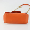 Salvatore Ferragamo Gancini Chain Shoulder Bag Leather Orange Gold Auth 185560-5