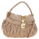 Miu Miu Matelasse Shoulder Bag Leather 2way Pink Gold Auth 185581M-1