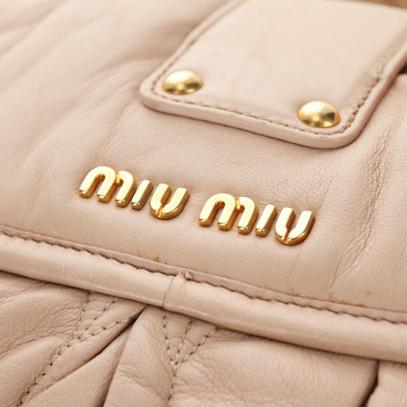 Miu Miu Matelasse Shoulder Bag Leather 2way Pink Gold Auth 185581M