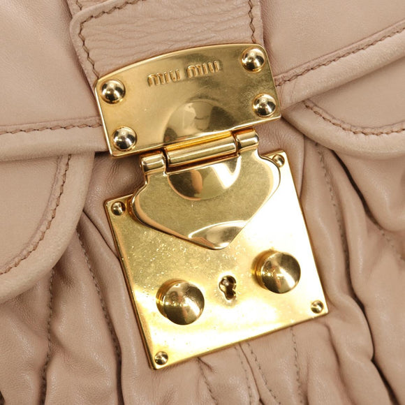 Miu Miu Matelasse Shoulder Bag Leather 2way Pink Gold Auth 185581M