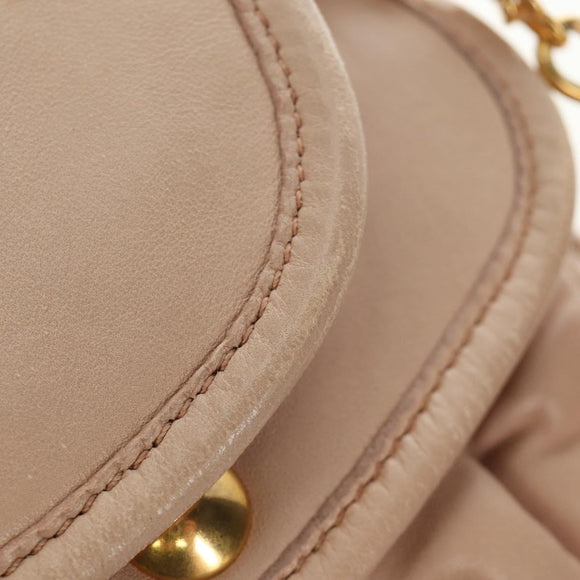 Miu Miu Matelasse Shoulder Bag Leather 2way Pink Gold Auth 185581M