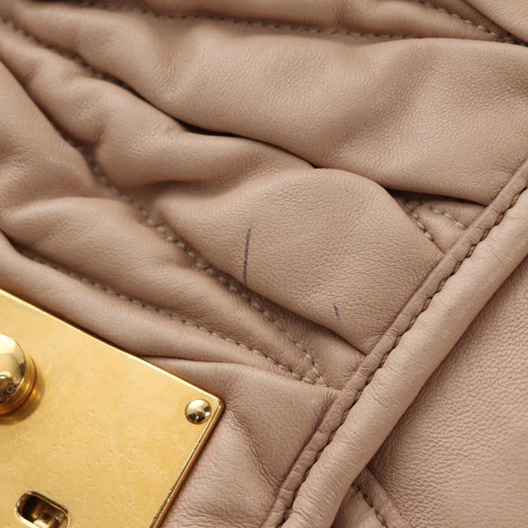 Miu Miu Matelasse Shoulder Bag Leather 2way Pink Gold Auth 185581M