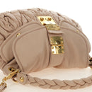 Miu Miu Matelasse Shoulder Bag Leather 2way Pink Gold Auth 185581M-14