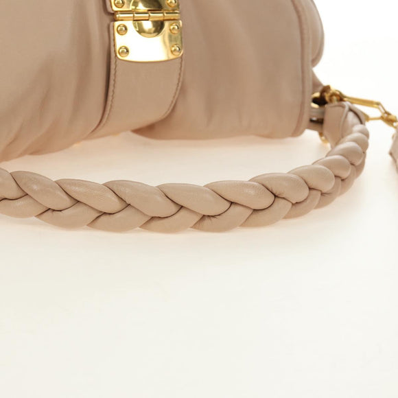 Miu Miu Matelasse Shoulder Bag Leather 2way Pink Gold Auth 185581M