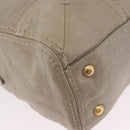 PRADA Hand Bag Leather 2way Khaki Gold Auth 185582A-16