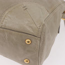 PRADA Hand Bag Leather 2way Khaki Gold Auth 185582A-17