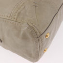 PRADA Hand Bag Leather 2way Khaki Gold Auth 185582A-18