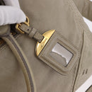 PRADA Hand Bag Leather 2way Khaki Gold Auth 185582A-23