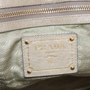 PRADA Hand Bag Leather 2way Khaki Gold Auth 185582A-24