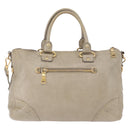 PRADA Hand Bag Leather 2way Khaki Gold Auth 185582A-2