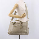 PRADA Hand Bag Leather 2way Khaki Gold Auth 185582A-31