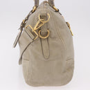PRADA Hand Bag Leather 2way Khaki Gold Auth 185582A-3