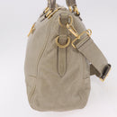 PRADA Hand Bag Leather 2way Khaki Gold Auth 185582A-4