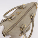 PRADA Hand Bag Leather 2way Khaki Gold Auth 185582A-7