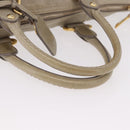 PRADA Hand Bag Leather 2way Khaki Gold Auth 185582A-8