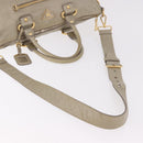 PRADA Hand Bag Leather 2way Khaki Gold Auth 185582A-9
