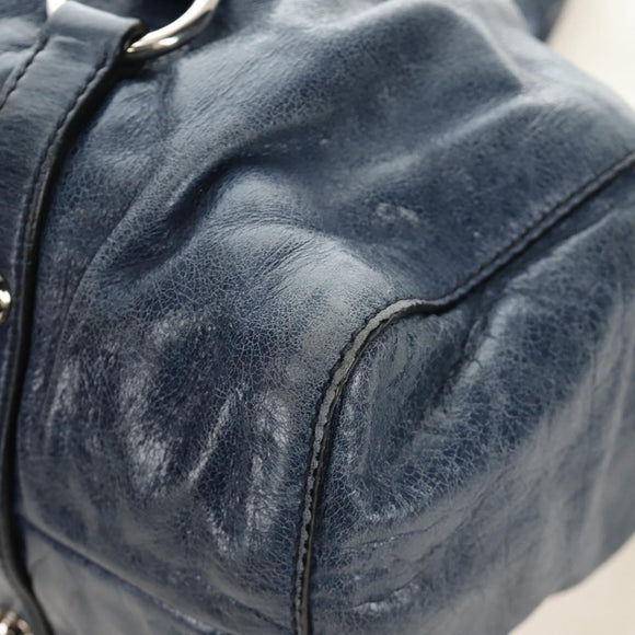 Miu Miu Hand Bag Leather 2way Navy Silver Auth 185583M