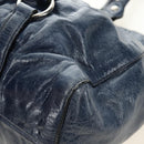 Miu Miu Hand Bag Leather 2way Navy Silver Auth 185583M-20