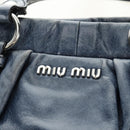 Miu Miu Hand Bag Leather 2way Navy Silver Auth 185583M-21
