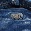 Miu Miu Hand Bag Leather 2way Navy Silver Auth 185583M-22