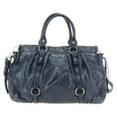 Miu Miu Hand Bag Leather 2way Navy Silver Auth 185583M-13