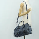 Miu Miu Hand Bag Leather 2way Navy Silver Auth 185583M-27