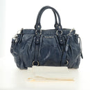 Miu Miu Hand Bag Leather 2way Navy Silver Auth 185583M-12
