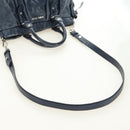 Miu Miu Hand Bag Leather 2way Navy Silver Auth 185583M-8