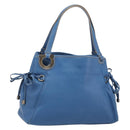 Salvatore Ferragamo Gancini Tote Bag Leather Blue Gold Auth 185584A-1