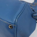 Salvatore Ferragamo Gancini Tote Bag Leather Blue Gold Auth 185584A-9
