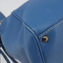 Salvatore Ferragamo Gancini Tote Bag Leather Blue Gold Auth 185584A-14