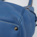 Salvatore Ferragamo Gancini Tote Bag Leather Blue Gold Auth 185584A-15