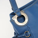 Salvatore Ferragamo Gancini Tote Bag Leather Blue Gold Auth 185584A-17