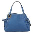 Salvatore Ferragamo Gancini Tote Bag Leather Blue Gold Auth 185584A-13