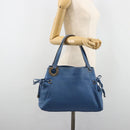 Salvatore Ferragamo Gancini Tote Bag Leather Blue Gold Auth 185584A-23