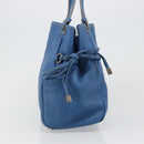 Salvatore Ferragamo Gancini Tote Bag Leather Blue Gold Auth 185584A-3