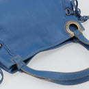 Salvatore Ferragamo Gancini Tote Bag Leather Blue Gold Auth 185584A-6