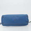 Salvatore Ferragamo Gancini Tote Bag Leather Blue Gold Auth 185584A-5