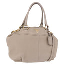 PRADA Tote Bag Leather 2way Beige Gold Auth 185585A-1