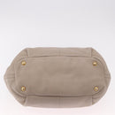 PRADA Tote Bag Leather 2way Beige Gold Auth 185585A-5