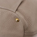 PRADA Tote Bag Leather 2way Beige Gold Auth 185585A-16