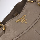 PRADA Tote Bag Leather 2way Beige Gold Auth 185585A-19