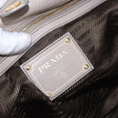 PRADA Tote Bag Leather 2way Beige Gold Auth 185585A-20